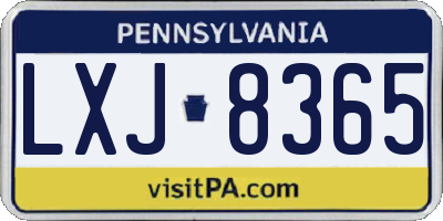 PA license plate LXJ8365