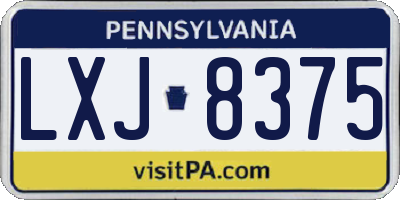 PA license plate LXJ8375