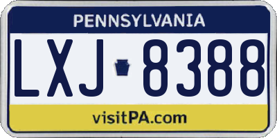 PA license plate LXJ8388