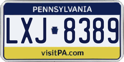 PA license plate LXJ8389