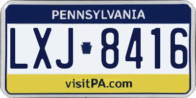PA license plate LXJ8416