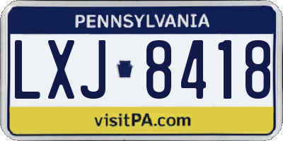 PA license plate LXJ8418