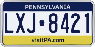 PA license plate LXJ8421