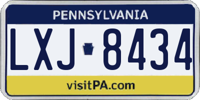 PA license plate LXJ8434
