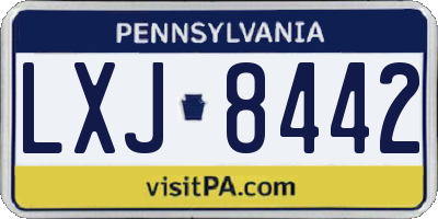 PA license plate LXJ8442