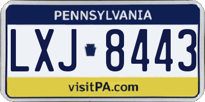 PA license plate LXJ8443