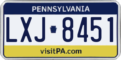 PA license plate LXJ8451