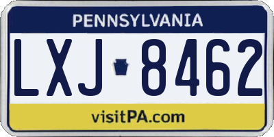 PA license plate LXJ8462