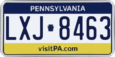 PA license plate LXJ8463