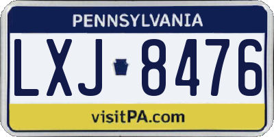 PA license plate LXJ8476