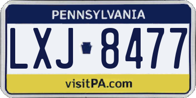 PA license plate LXJ8477