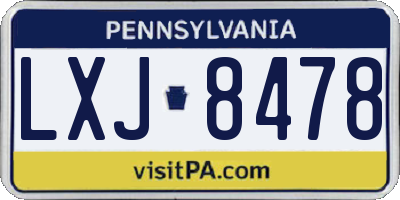 PA license plate LXJ8478