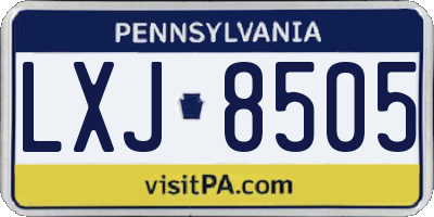 PA license plate LXJ8505