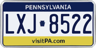 PA license plate LXJ8522