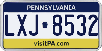 PA license plate LXJ8532