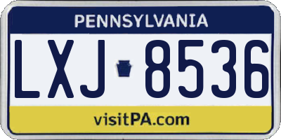 PA license plate LXJ8536