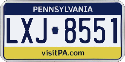 PA license plate LXJ8551