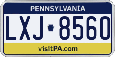 PA license plate LXJ8560