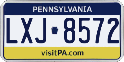 PA license plate LXJ8572