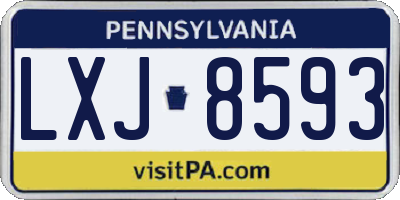 PA license plate LXJ8593