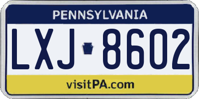 PA license plate LXJ8602