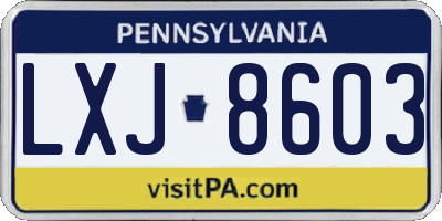 PA license plate LXJ8603