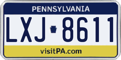 PA license plate LXJ8611