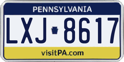 PA license plate LXJ8617