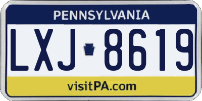 PA license plate LXJ8619