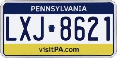 PA license plate LXJ8621