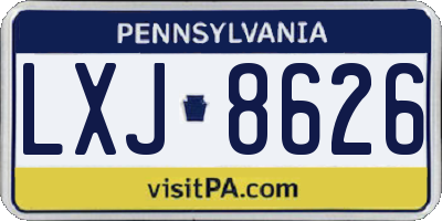 PA license plate LXJ8626