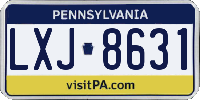 PA license plate LXJ8631