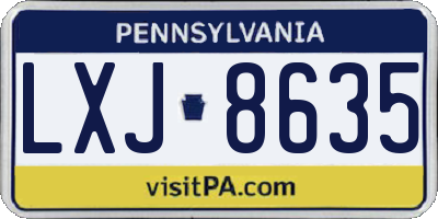 PA license plate LXJ8635