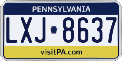 PA license plate LXJ8637