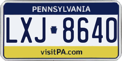 PA license plate LXJ8640