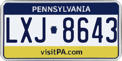 PA license plate LXJ8643