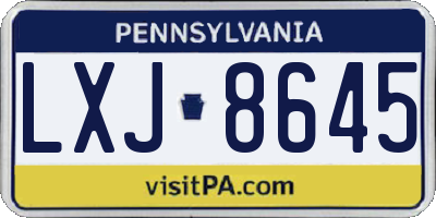 PA license plate LXJ8645