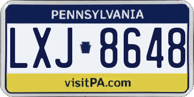 PA license plate LXJ8648
