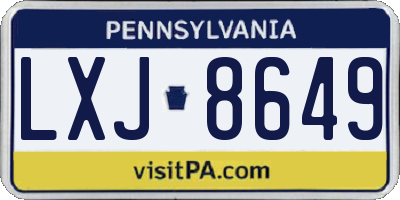 PA license plate LXJ8649