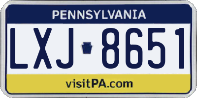 PA license plate LXJ8651