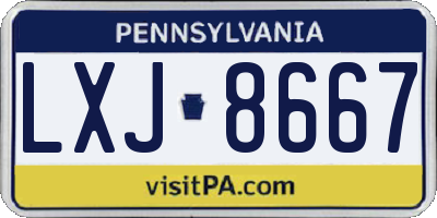 PA license plate LXJ8667