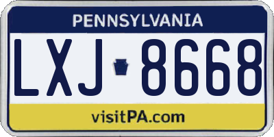 PA license plate LXJ8668