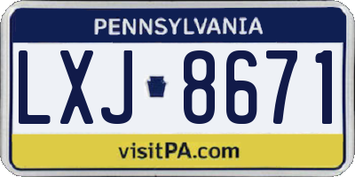 PA license plate LXJ8671