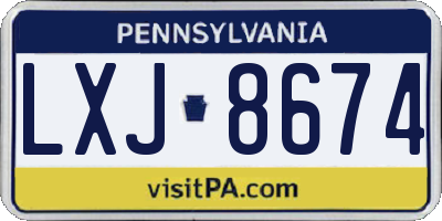 PA license plate LXJ8674