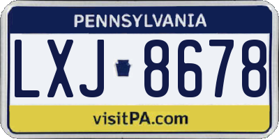 PA license plate LXJ8678