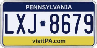 PA license plate LXJ8679
