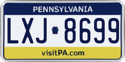 PA license plate LXJ8699