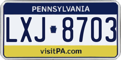 PA license plate LXJ8703