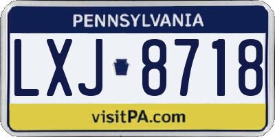 PA license plate LXJ8718