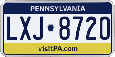 PA license plate LXJ8720